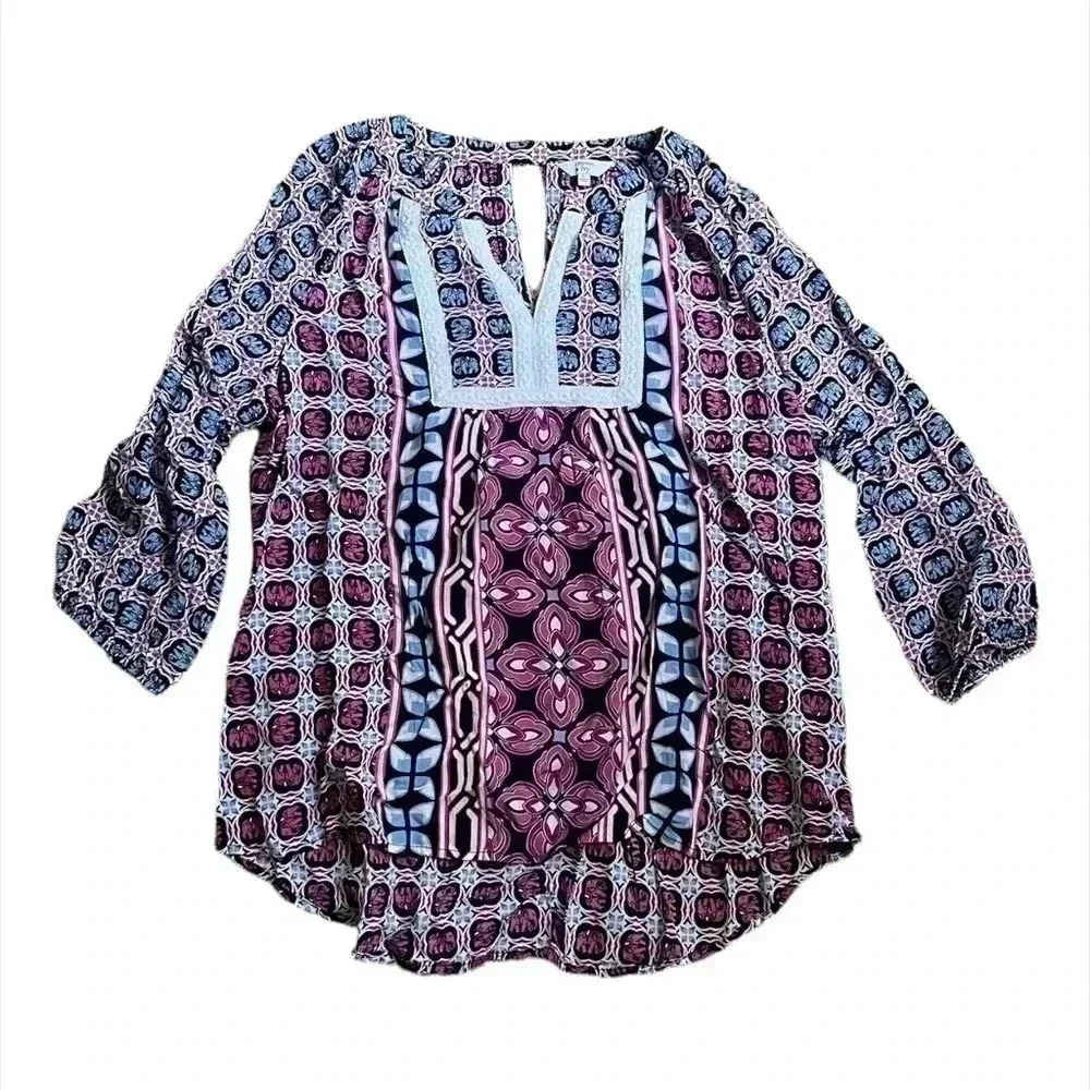 Crown & Ivy Elephant Blouse Size L